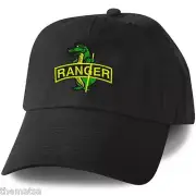 ARMY RANGER ALLIGATOR EMBROIDERED MILITARY BLACK HAT CAP