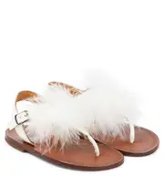 [PePe] PèPè Vernice feather-trimmed leather sandals UK 6 white