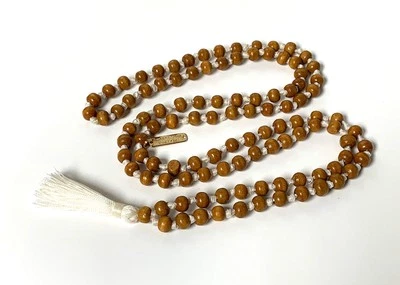 Tulsi Mala Beads Necklace - Hand Knotted - 8 mm 108 Buddhist Prayer Beads - 7th