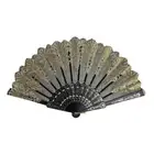 Lace Silk Folding Hand Held Dance Fan Gold Stamping Party