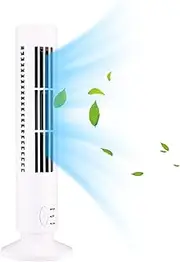 [Bewinner] Portable Desk Fan with 2 Speeds, USB Bladeless Small Desktop Fans, ABS Quiet Cooling Tower Fan for Home Bedroom Office (White)
