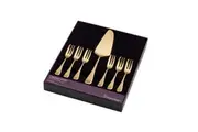 STANLEY ROGERS CHELSEA GOLD 7 PIECE CAKE SERVING SET