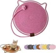 Clawloom Dual Scratching Pad, Cat Scratcher Mat Natural Cotton Rope, with Toy Ball,Sleepable, Scratch-Resistant and Wear-Resistant Washable Pet Mats (Pink,50cm)