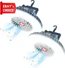 Portable Camping Fan LED Lantern USB Rechargeable Hanging Hook 2-Pack