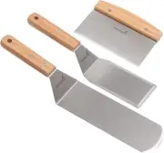 Professional Metal Spatula Set - Stainless Steel Variety, Wooden handle set