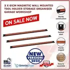 3 x 61cm Magnetic Wall Mounted Tool Holder Storage Organiser Garage Workshop