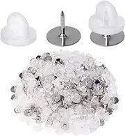 400pcs PVC Rubber Pin Backs Heliltd Butterfly Clutch for Uniform Badges - Tie Tacks, Blank Pins, Backing Holder Clasp, Lapel and Enamel Pins (200 Sets, Clear)