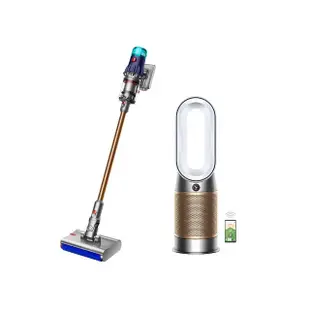 【dyson 戴森】V12s 乾溼全能洗地吸塵器(普魯士藍) + HP09 三合一甲醛偵測涼暖空氣清淨機(白金色)(超值組)