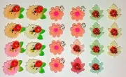 Flatback Embellishments - Assorted Flowers with Ladybugs - 23 Pieces
