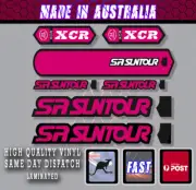 Suntour SR style Fork Stickers Magenta Black Decal. set laminated XCR