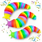 3PCS Fidget Slug Toys Pack, Easter Basket Stuffer For Toddler Kids 3+ Year Old Sensory Figette Worm For Adults Stress Relief Figit For Autism ADHD Autistic Caterpillar Travel Toys Gifts For Boys Girls