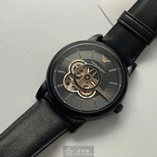 【EMPORIO ARMANI】ARMANI阿曼尼男女通用錶型號AR00001(玫瑰金色錶面黑錶殼深黑色真皮皮革錶帶款)