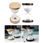Dual Wood Base Hour Glass Sand Clock 15 Minutes Fine Workmanship 9.5x16.5cm