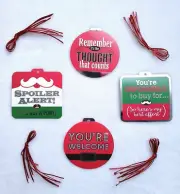 20 Snarky Funny Christmas Holiday Present Gift Tags With Shiny Red Strings