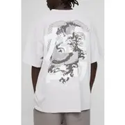 Mens Stone Oversized Washed Serenity Graphic T-Shirt