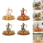 Vintage Turkish Coffee Pot and Cup Set,Tea Pot Set Including Teapot,6 Metal Cups