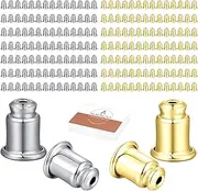 BEADNOVA Locking Earring Backs Secure Earing Backings for Pierced Post Earrings Safety Back of Earring for Heavy Studs Earings Hypoallergenic (200pcs, Silver and Gold Color)