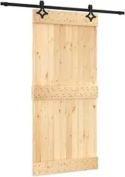 vidaXL Sliding Interior Barn Door-Solid Pine Wood with Quiet Glide Hardware Kit, Modern Space-Saving Design for Versatile Home Use
