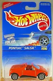 1996 Hot Wheels Blue/White Card Collector #596 PONTIAC SALSA Orange w 7Sp Varia