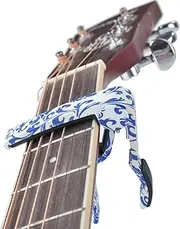 Single-Handed Quick Change Capo for 6-String Acoustic Folk Classical Electric Guitar Ukelele Aluminum Alloy Lightweight Blue & White Porcelain Color Multicolor455 One Size