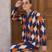 Women's Geometric Diamond Knit Cardigan Set