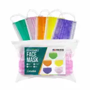 Casaba 50 Pack Multi-Color Disposable Face Masks 3 Ply Made in USA Import Fabric