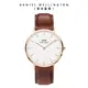 Daniel Wellington 手錶 Classic St Mawes 40mm棕色真皮皮革錶-兩色任選(DW00100006 DW00100021)/ 玫瑰金框