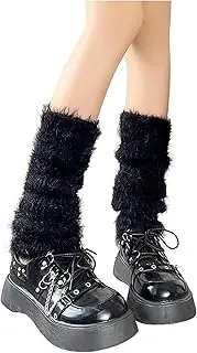 [Neisee] Fluffy Leg Warmer for Women Kawaii Elastic Knitted Winter Fuzzy Shoes Cover Socks Cute Stacked Soft Boot Cuffs Girls