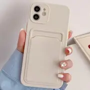 Plain Card Holder Phone Case - iPhone 14 Pro Max / 14 Pro / 14 / iPhone 13 Pro Max / 13 Pro / 13 / iPhone 12 Pro Max / 12 Pro / 12 / 12 mini / 11 Pro Max / 11 Pro / 11 / Blue - iPhone 7 Plus / 8 Plus