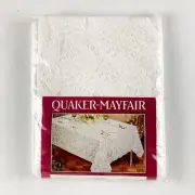 Quaker Mayfair Lace Tablecloth Rosemont 815 White Oblong 64 X 102 USA (New)