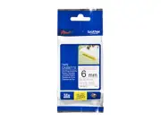 Brother P-Touch Laminated 6mm Black on White Labeling Tape - 8 Meters TZe-S211