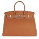 HERMES 愛馬仕BIRKIN R刻 TC牛皮柏金包(35CM/焦糖咖37)