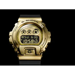 【CASIO 卡西歐】G-SHOCK DW-6900 25周年 街頭嘻哈金屬手錶 金 GM-6900G-9DR