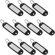 uxcell Plastic Key Tags with Split Ring Keychain ID Luggage Label Window 60x21mm, Black 10Pcs