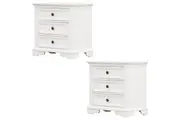 Divano Celosia Bedside Table Set of 2pcs - 3 Drawers Storage Cabinet Nightstand - White
