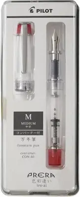 Pilot Prera Iro-Ai Fountain Pen Clear Red Medium Nib P-FPR-1-TR-M +CON-40