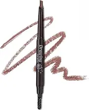 Dark Brown Dual-Ended Eyebrow Pencil - Waterproof, Smudge-Proof Brow Liner with High Pigment, Smooth Glide Formula, Built-In Sharpener