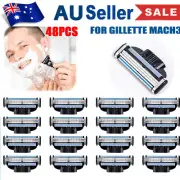 48PCS For Men Gillette MACH 3 Razor Shaving Shaver Trimmer Refills Cartridges AU