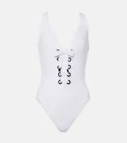 [Karla Colletto] Karla Colletto Lucy lace-up swimsuit AU 20 white