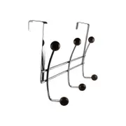 Adoored 6 Hook Satin Chrome Over-The-Door Ball Deco Hook Rack