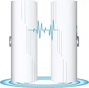 Wireless Bridge,5.8GHz WiFi Bridge Point to Point Outdoor CPE, 3KM Long Range Ethernet Bridge with 100Mbps/1000Mbps LAN Ports,24V PoE Adapter, 16dBi High-Gain Antenna