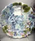 Set Of 2 Salad Plate Melamine Floral Blue Hydrangea New Shabby Chic New NWT 7.5"