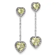 Sterling Silver Diamond & Lemon Quartz Earring