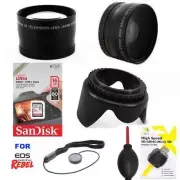 HD WIDE ANGLE LENS + TELEPHOTO ZOOM LENS +16GB FOR CANON EOS REBEL T3 T3I T1 T2