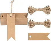 Small Kraft Gift Tags 7x2CM Mini Blank Label Paper Wedding Labels Birthday Luggage Tags Brown Hang Tag with Jute Twine Brown 100PCSGift