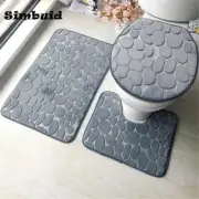 3-Piece Bathroom Bath Mat Contour Rug Set Memory Foam with Toilet Lid Cover