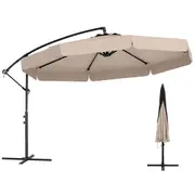 Costway 3m Outdoor Umbrella w/Ruffled Edge Patio Cantilever Umbrella Tilting Beach Sun Shelter Garden Parasol Beige