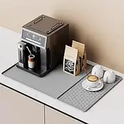 Silicone Coffee Mat with Detachable Dish Drying Mat for Kitchen Countertops, Coffee Bar Mat,Coffee Bar Accessories Fit Under Coffee Maker Machine Coffee Pot Espresso Machine Dish Rack