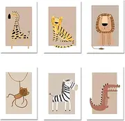 Pictures for Baby Room Decoration, Children's Room Poster, Set of 6, Wall Pictures Boho Baby Room Decoration, Wall Poster, (13 x 18 cm) without Picture Frame, Wall Decoration, Wall Pictures,