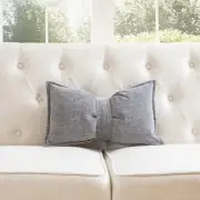 Gray Chenille With Belt And Microgel Feather-Like Insert Pillow